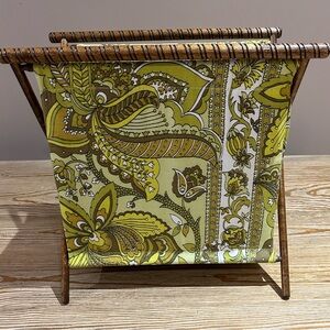 Vintage Boho folding sewing basket